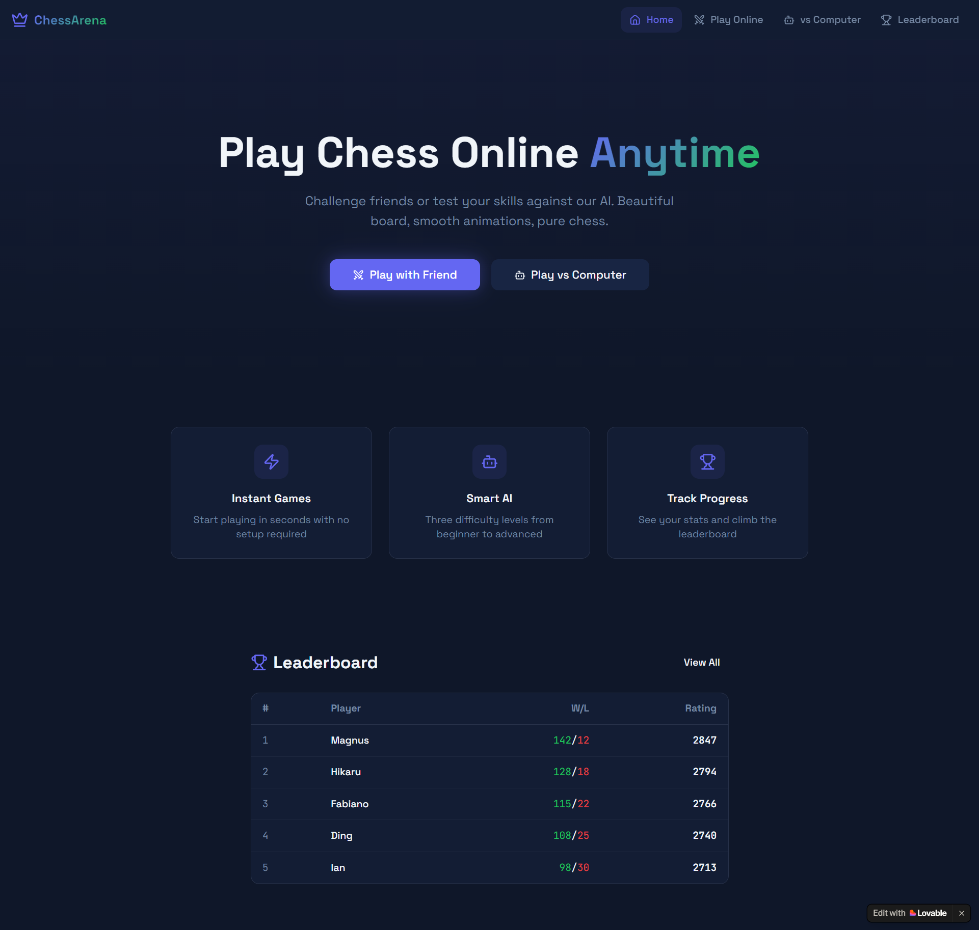 Chess Arena Platform